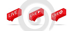 Live Stream sign, emblem, logo. Social media icon LIVE streaming. Speech bubble. Vector illustration