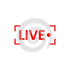 Live Stream sign. Red symbol, button of live streaming, broadcasting, online stream emblem