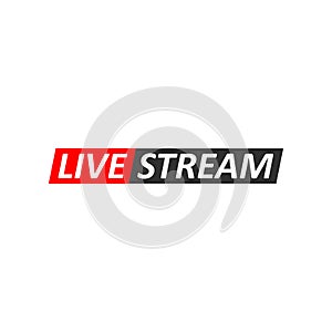 Live Stream sign. Red symbol, button of live streaming, broadcasting, online stream emblem