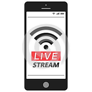 Live stream smartphone Social media Network live streaming vector smartphone mobile broadcast stream icon logo