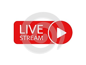 Live stream sticker. Live streaming, video, news symbol on white background. Social media template. Broadcasting, online