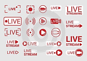 Live stream Vector tv news banner interface, Video broadcast online sign