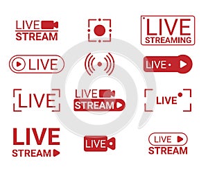 Live stream Vector tv news banner interface, Video broadcast online sign