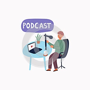 Live streaming, broadcast flat vector illustration