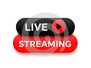 Live streaming button isolated on white background