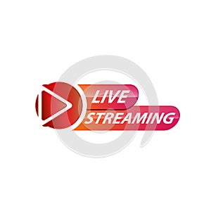 Live Streaming Icon, Badge, Emblem for broadcasting or online tv stream. Vector in material, flat, design style