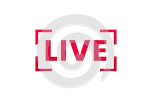Live streaming icon. Button for broadcasting, livestream or online stream. Template for tv, online channel, live photo