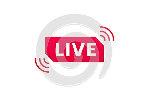 Live streaming icon. Button for broadcasting, livestream or online stream. Template for tv, online channel, live