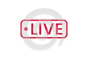 Live streaming icon. Button for broadcasting, livestream or online stream. Template for tv, online channel, live