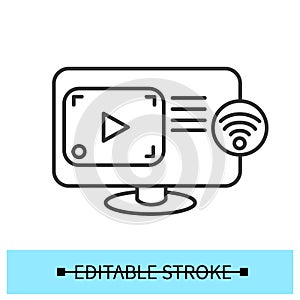 Live streaming icon outline.Linear sign for blog, player, broadcast, website, online radio, social media .Vector