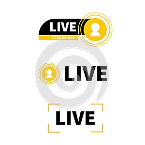 live streaming icons in black color with yellow combination