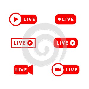 Live streaming icons. live streaming symbol for tv, shows, movies, broadcasting and live performances.