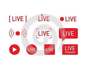 Live streaming icons set. Web TV and online broadcasting symbols. Vector EPS 10