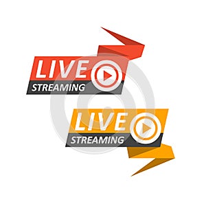 Live streaming logo on banner - button for online broadcasting, live stream icon