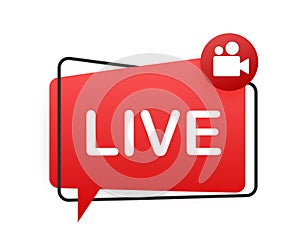 Live streaming logo. Business icon. Stream interface. Vector stock illustration.