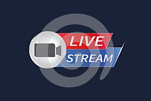 Live streaming logo isolated on dark background. Online broadcasting. Vector illustration