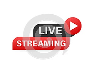 Live streaming logo, news and TV or online broadcasting. Vector stock illustration