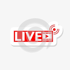 Live streaming logo, red simple design element with play button