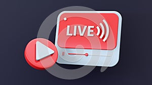 Live Streaming Social Media Icon. 3D Render.