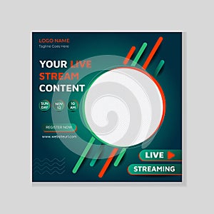 Live Streaming Social Media Post template Premium EPS