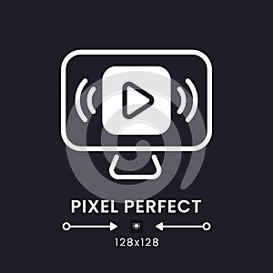 Live streaming white solid desktop icon