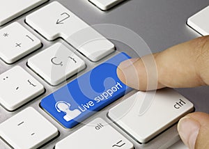 Live support - Inscription on Blue Keyboard Key