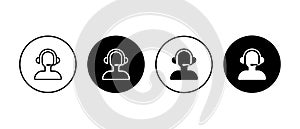 Live support service vector icons set. Operator customer care service concept symbol in circle