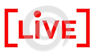 Live vector logo icon, flat online video play symbol