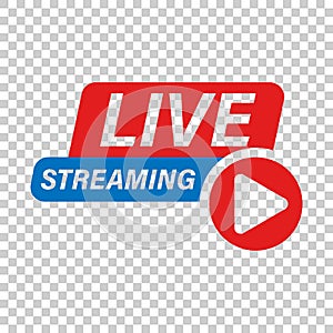 Live video icon in transparent style. Streaming tv vector illustration on isolated background. Broadcast business concept