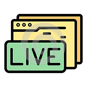 Live web page reportage icon color outline vector