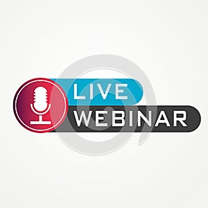 Live Webinar Button with mic, icon