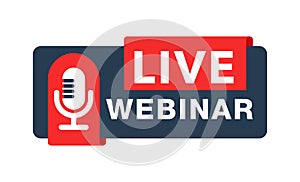 Live webinar button with microphone icon