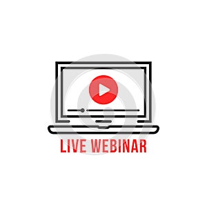 live webinar icon with black thin line laptop