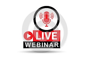 Live webinar icon vector illustration. Live webinar button. Modern live webinar icon.