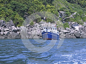 Liveaboard boat on ocean