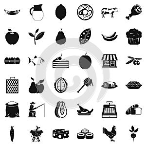 Livelihood icons set, simple style photo