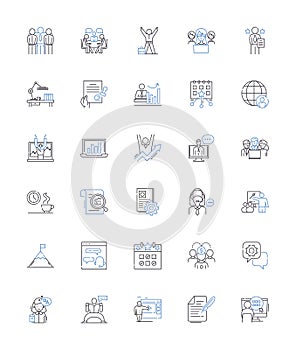Livelihood and sustenance line icons collection. Income, Job, Food, Shelter, Employment, My, Survival vector and linear