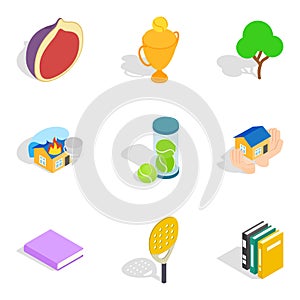 Liveliness icons set, isometric style