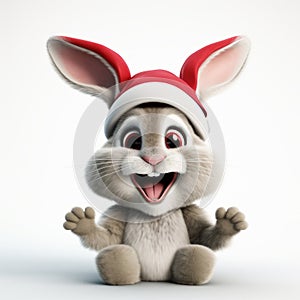 Lively 3d Render Of Cartoon Bunny Wearing Santa Hat