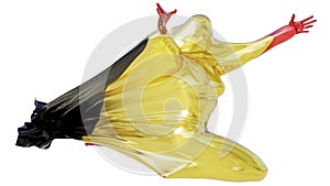 Lively Abstract Figure Cloaked in the Belgian Flag with a Golden Shine