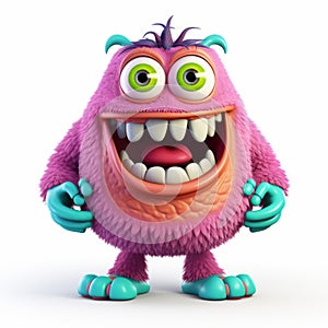 Lively Brushwork Pink Monster 3d Png With Tooth