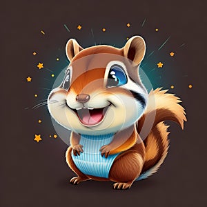 A lively chipmunk with its striped back and expressive eyes can create a dynamic and cute t-shirt design.