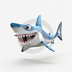 Lively 3d Cartoon Shark Drawing On White Background photo