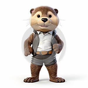 Lively 3d Otter Character In Asher Brown Durand Style - Uhd Image photo