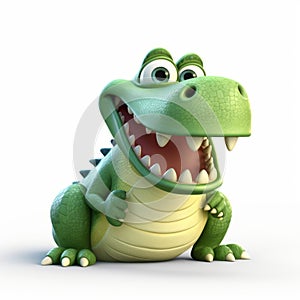 Lively 3d Pixar Crocodile: Charming Cartoon Character Illustration photo