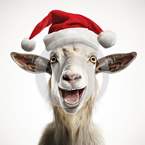 Lively Goat With Santa Hat - Festive 3d Rendering By Mike Campau