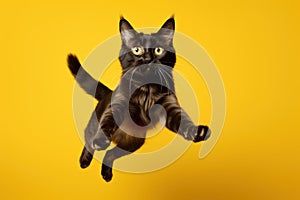 Lively Jumping cat background. Generate Ai