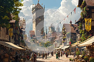 Lively Medieval Market Square