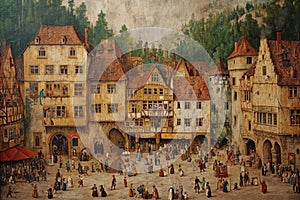 Lively Medieval Market Square