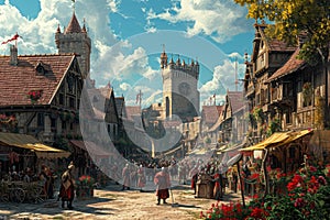 Lively Medieval Market Square